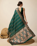 Vedant Vastram Soft Litchi Silk Banarasi Silk Saree - Green | Grocsy