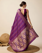 Vedant Vastram Soft Litchi Silk Banarasi Silk Saree - Purple | Grocsy