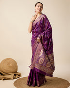 Vedant Vastram Soft Litchi Silk Banarasi Silk Saree - Purple | Grocsy
