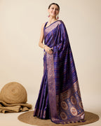 Vedant Vastram Soft Litchi Silk Banarasi Silk Saree - Violet | Grocsy