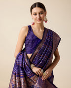 Vedant Vastram Soft Litchi Silk Banarasi Silk Saree - Violet | Grocsy