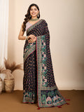 Vedant Vastram Maslin Cotton Printed & Hand work Fancy Saree - Black | Grocsy