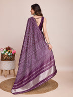 Vedant Vastram Semi Cotton Bandhani Printed Saree - Wine | Grocsy