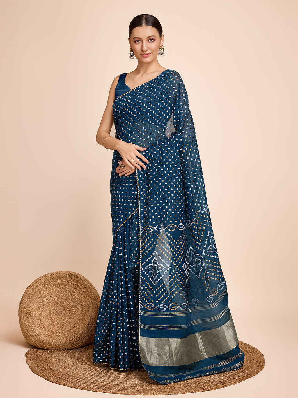 Vedant Vastram Semi Cotton Bandhani Printed Saree - Morpich | Grocsy