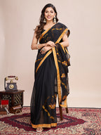 Vedant Vastram Georgette Embroidered Work Fancy Saree - Mustard | Grocsy