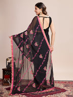 Vedant Vastram Georgette Embroidered Work Fancy Saree - Pink | Grocsy