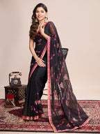 Vedant Vastram Georgette Embroidered Work Fancy Saree - Pink | Grocsy
