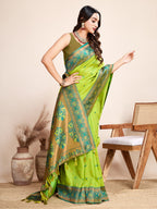 Vedant Vastram Soft Litchi Silk Kanjeevaram Silk Saree - Parrot | Grocsy