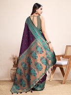 Vedant Vastram Soft Litchi Silk Kanjeevaram Silk Saree - Wine | Grocsy