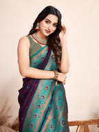 Vedant Vastram Soft Litchi Silk Kanjeevaram Silk Saree - Wine | Grocsy