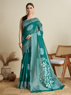 Vedant Vastram Art Silk Fancy Jacquard Saree - Green | Grocsy