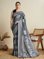 Vedant Vastram Art Silk Fancy Jacquard Saree - Grey | Grocsy