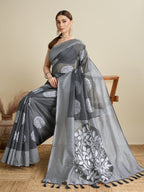 Vedant Vastram Art Silk Fancy Jacquard Saree - Grey | Grocsy