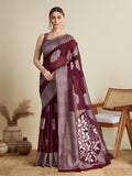 Vedant Vastram Art Silk Fancy Jacquard Saree - Maroon | Grocsy