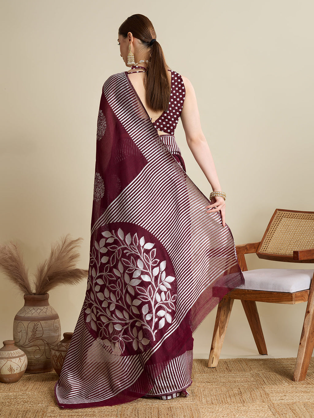 Vedant Vastram Art Silk Fancy Jacquard Saree - Maroon | Grocsy