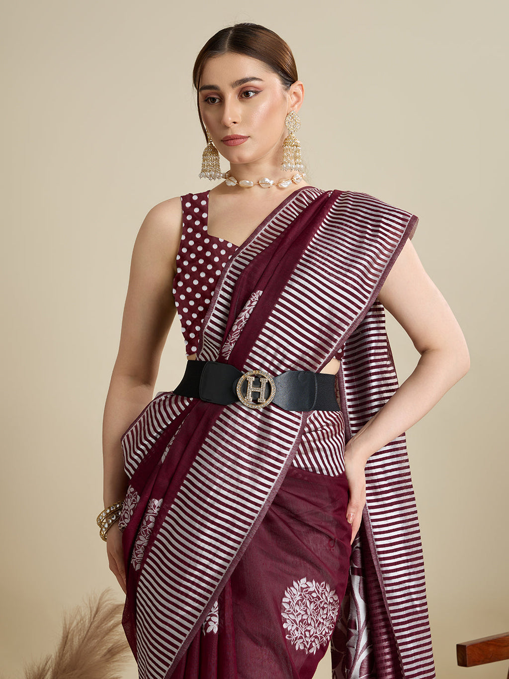 Vedant Vastram Art Silk Fancy Jacquard Saree - Maroon | Grocsy