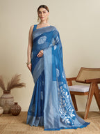 Vedant Vastram Art Silk Fancy Jacquard Saree - Rama | Grocsy