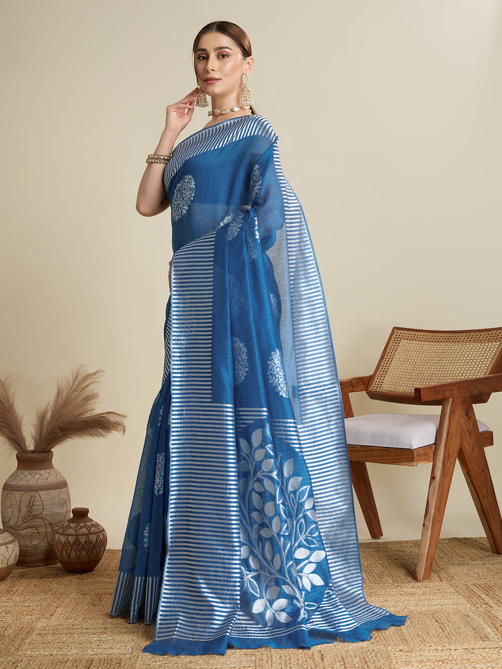 Vedant Vastram Art Silk Fancy Jacquard Saree - Rama | Grocsy