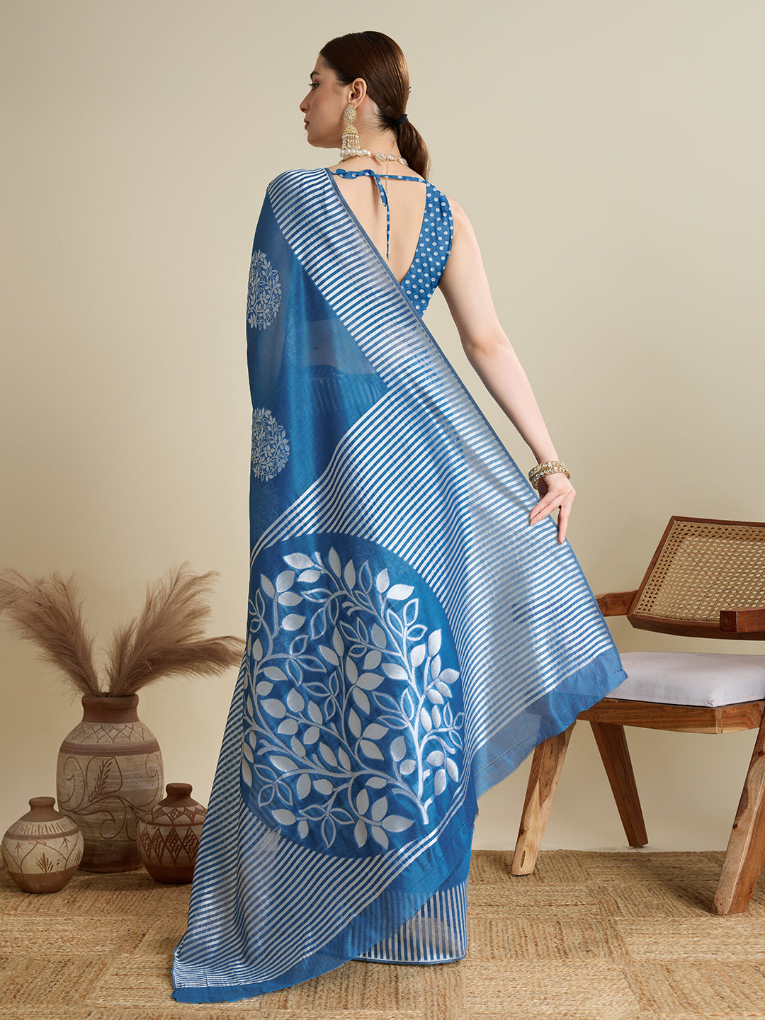Vedant Vastram Art Silk Fancy Jacquard Saree - Rama | Grocsy