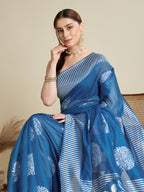 Vedant Vastram Art Silk Fancy Jacquard Saree - Rama | Grocsy