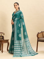 Vedant Vastram Art Silk Fancy Jacquard Saree - Green | Grocsy