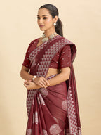 Vedant Vastram Art Silk Fancy Jacquard Saree - Maroon | Grocsy
