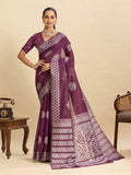 Vedant Vastram Art Silk Fancy Jacquard Saree - Wine | Grocsy