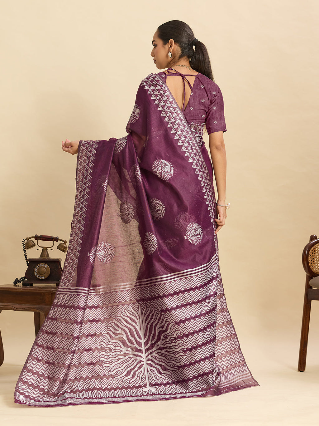 Vedant Vastram Art Silk Fancy Jacquard Saree - Wine | Grocsy