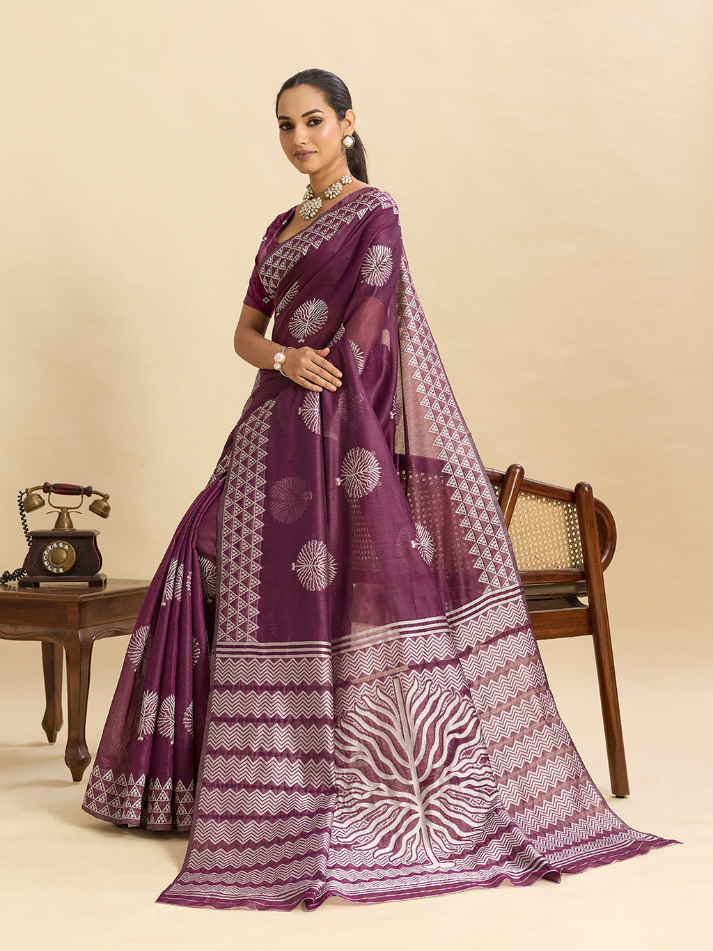 Vedant Vastram Art Silk Fancy Jacquard Saree - Wine | Grocsy
