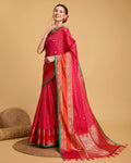 Vedant Vastram Soft Litchi Silk Banarasi Silk Saree - Pink | Grocsy