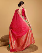 Vedant Vastram Soft Litchi Silk Banarasi Silk Saree - Pink | Grocsy