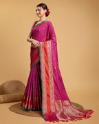 Vedant Vastram Soft Litchi Silk Banarasi Silk Saree - Rani | Grocsy