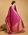 Vedant Vastram Soft Litchi Silk Banarasi Silk Saree - Rani | Grocsy