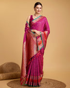 Vedant Vastram Soft Litchi Silk Banarasi Silk Saree - Rani | Grocsy