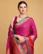 Vedant Vastram Soft Litchi Silk Banarasi Silk Saree - Rani | Grocsy