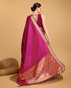 Vedant Vastram Soft Litchi Silk Banarasi Silk Saree - Rani | Grocsy