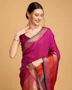 Vedant Vastram Soft Litchi Silk Banarasi Silk Saree - Rani | Grocsy