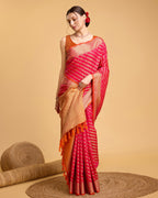 Vedant Vastram Soft Litchi Silk Kanjeevaram Silk Saree - Pink | Grocsy