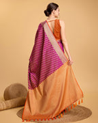 Vedant Vastram Soft Litchi Silk Kanjeevaram Silk Saree - Purple | Grocsy