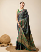 Vedant Vastram Soft Litchi Silk Kanjeevaram Silk Saree - Green | Grocsy