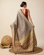 Vedant Vastram Soft Litchi Silk Kanjeevaram Silk Saree - Maroon | Grocsy