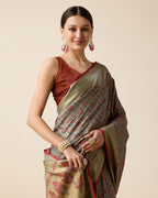 Vedant Vastram Soft Litchi Silk Kanjeevaram Silk Saree - Maroon | Grocsy