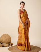 Vedant Vastram Soft Litchi Silk Kanjeevaram Silk Saree - Mustard | Grocsy