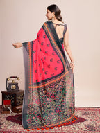 Vedant Vastram Linen Printed Bollywood Saree - Rani | Grocsy