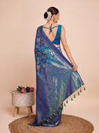 Vedant Vastram Soft Litchi Silk Banarasi Silk Saree - Firozi | Grocsy