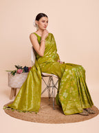 Vedant Vastram Soft Litchi Silk Banarasi Silk Saree - Olive | Grocsy