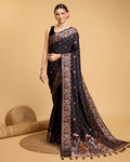 Vedant Vastram Soft Litchi Silk Banarasi Silk Saree - Black | Grocsy