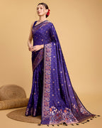 Vedant Vastram Soft Litchi Silk Banarasi Silk Saree - Violet | Grocsy
