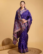 Vedant Vastram Soft Litchi Silk Banarasi Silk Saree - Violet | Grocsy