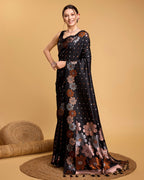 Vedant Vastram Soft Litchi Silk Banarasi Silk Saree - Black | Grocsy